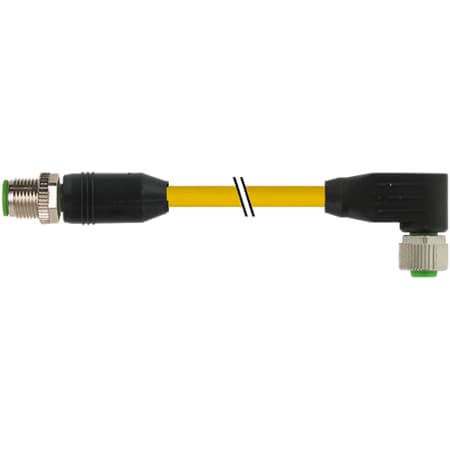 M12 Male 0° / M12 Female 90°, TPE 4x18AWG Ye UL/CSA, ITC/PLTC 5m